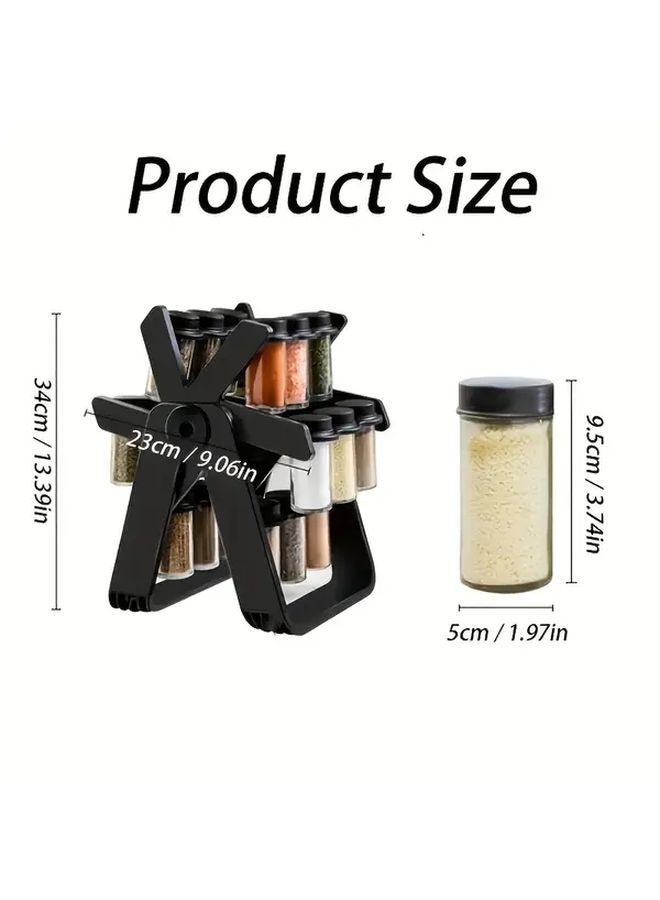 18 Spice Jars With Rotating Rack Organized Moisture Resistant Kitchen Storage - Image 3